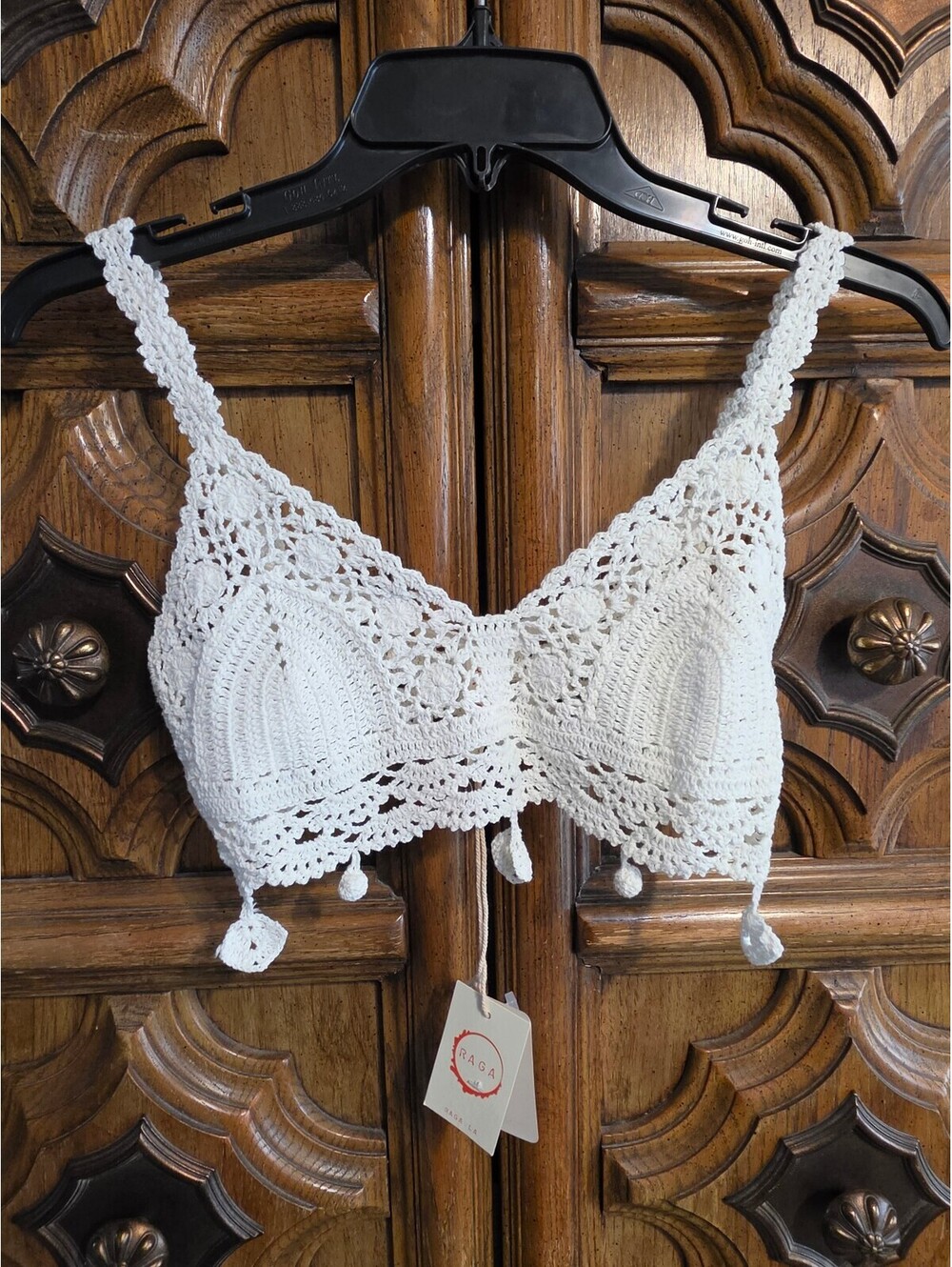 RAGA Anthropologie Crochet Bralette Top, Cream, Size M, NWT